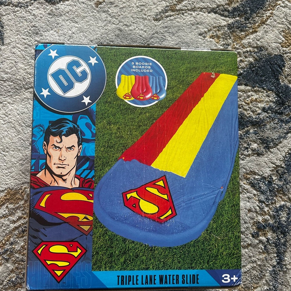 DC Comics Superman Triple Lane Water Slide - Red, Yellow, Blue